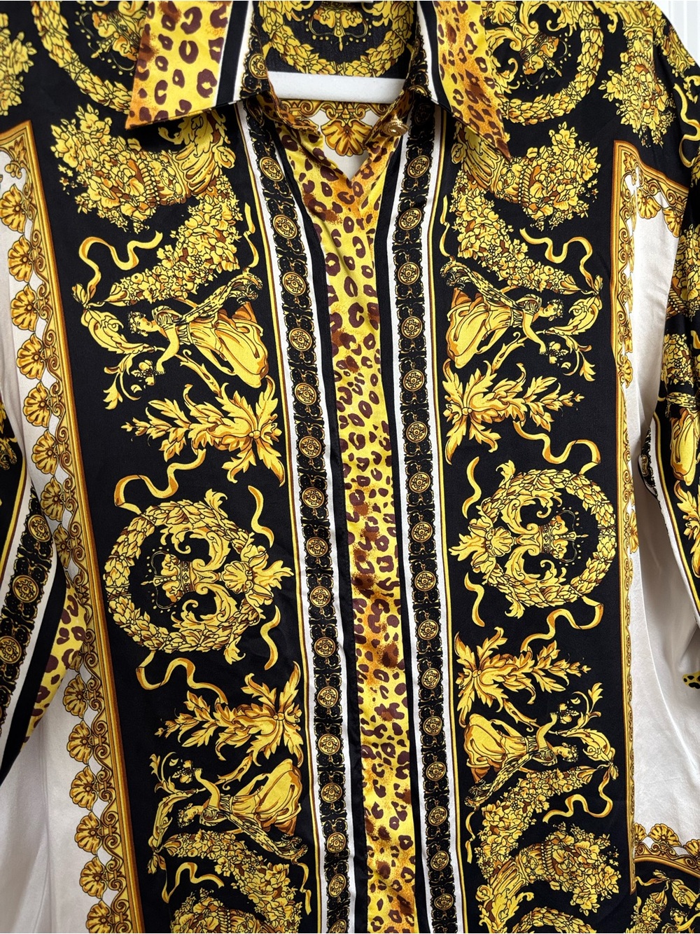 Vintage 100% Silk Paolo Santini Leopard Baroque Shirt 16 Maximalist - Picture 5 of 10
